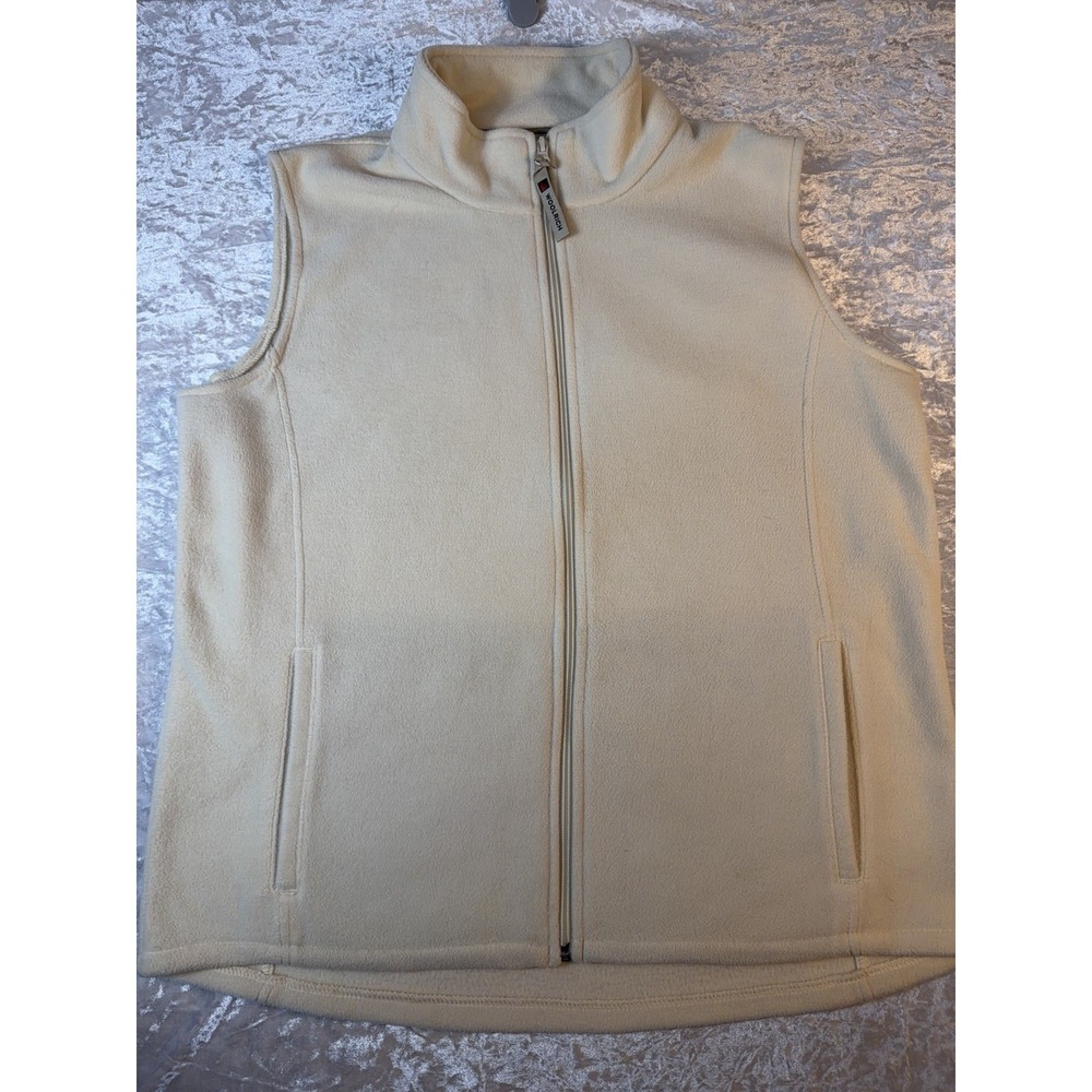 Woolrich Vest Womens L Cream Fleece Full Zip Outdoor Gorpcore Cabin Core